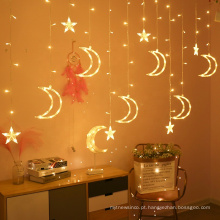 Lâmpada estrela da lua corda luzes de natal decoração luzes de férias lâmpada de cortina luz de fada do casamento